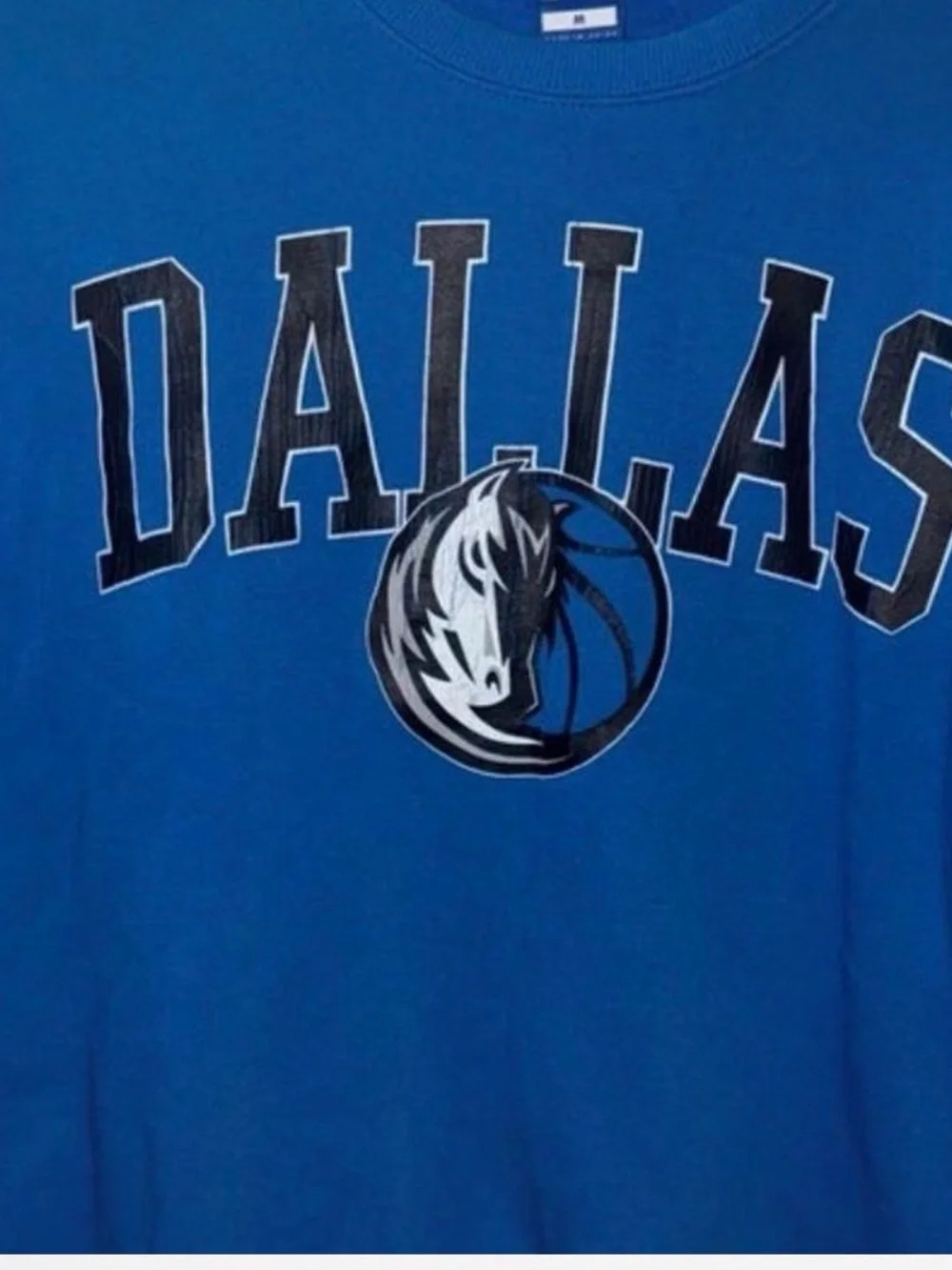 NBA Dallas Mavericks Crewneck Sweatshirt - Royal Blue with Black & White Logo